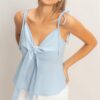 Tie-Front Spaghetti Strap Top – Woven Lightweight Tank