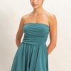 Strapless Shirred-Waist Romper with Pockets