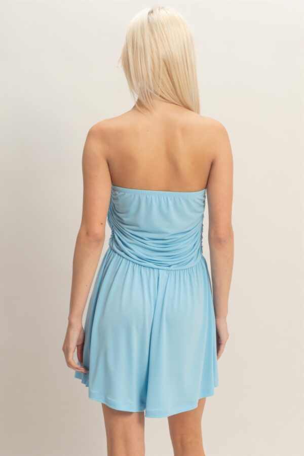 Strapless Shirred-Waist Romper – Flowy Shorts