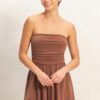 Strapless Shirred-Waist Romper with Hidden Pockets