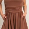 Strapless Shirred-Waist Romper with Hidden Pockets