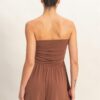Strapless Shirred-Waist Romper with Hidden Pockets
