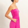 Strapless Shirred-Waist Romper with Hidden Pockets
