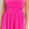 Strapless Shirred-Waist Romper with Hidden Pockets