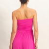 Strapless Shirred-Waist Romper with Hidden Pockets
