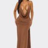 Eclipse Drape Maxi Gown – Cowl Halter Back