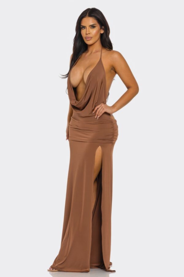 Eclipse Drape Maxi Gown – Cowl Halter Back