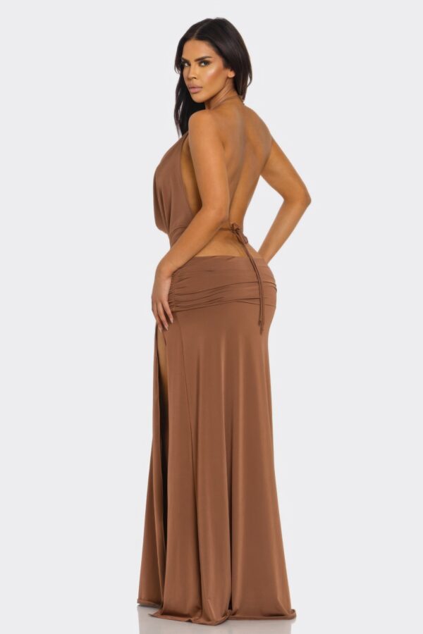 Eclipse Drape Maxi Gown – Cowl Halter Back