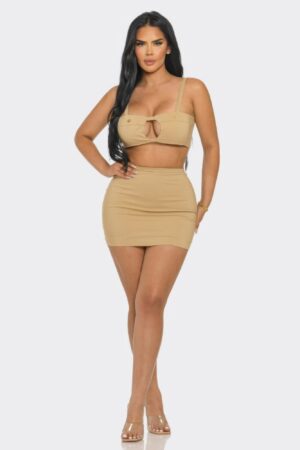 Fitted Top and High-Waist Skirt Set – Made in USA