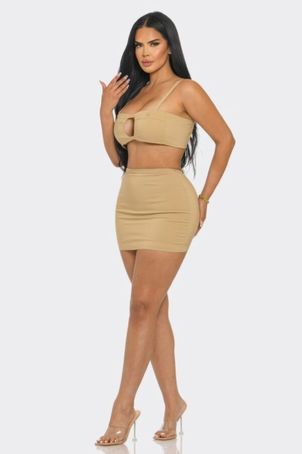 Fitted Top and High-Waist Skirt Set – Made in USA