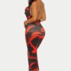 Brushstroke Halter Midi Dress with Cowl Neck