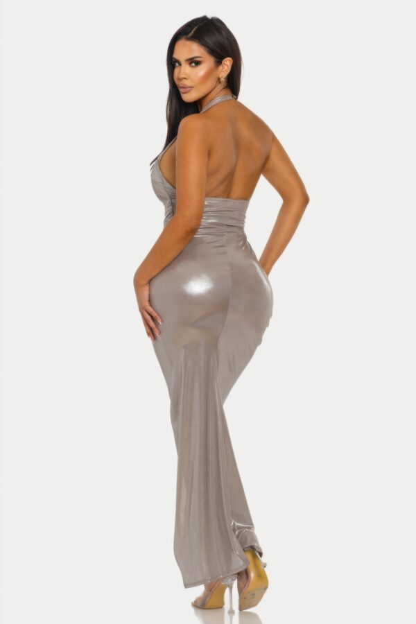 Lustrous Knot Midi Dress – Twist-Waist Silhouette