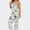 Abstract Motion Strapless Two-Piece Set – Linear Print