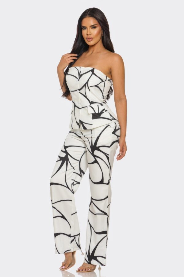 Abstract Motion Strapless Two-Piece Set – Linear Print
