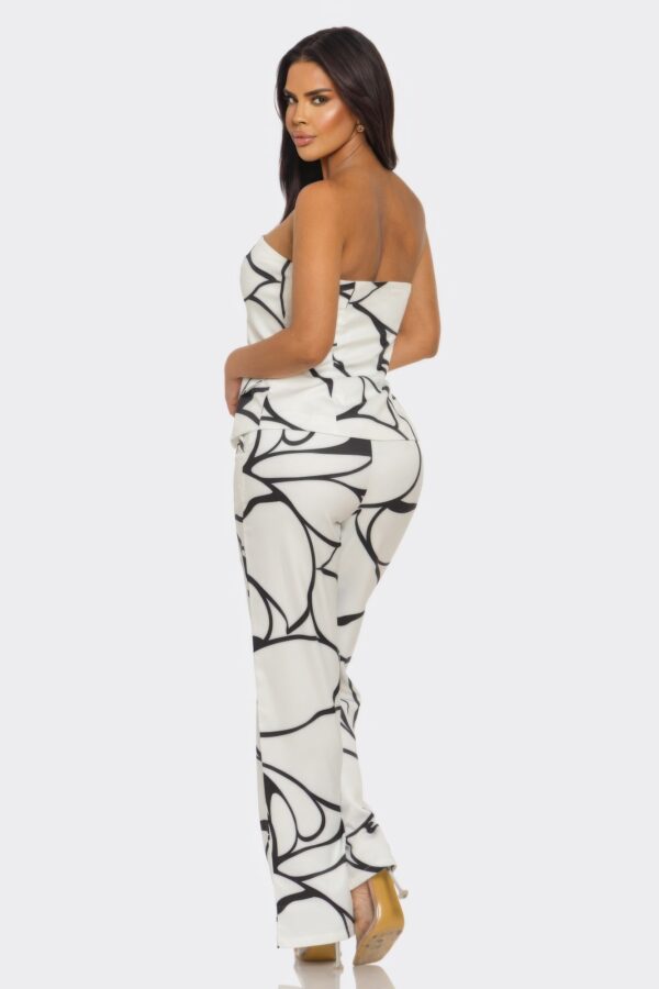 Abstract Motion Strapless Two-Piece Set – Linear Print
