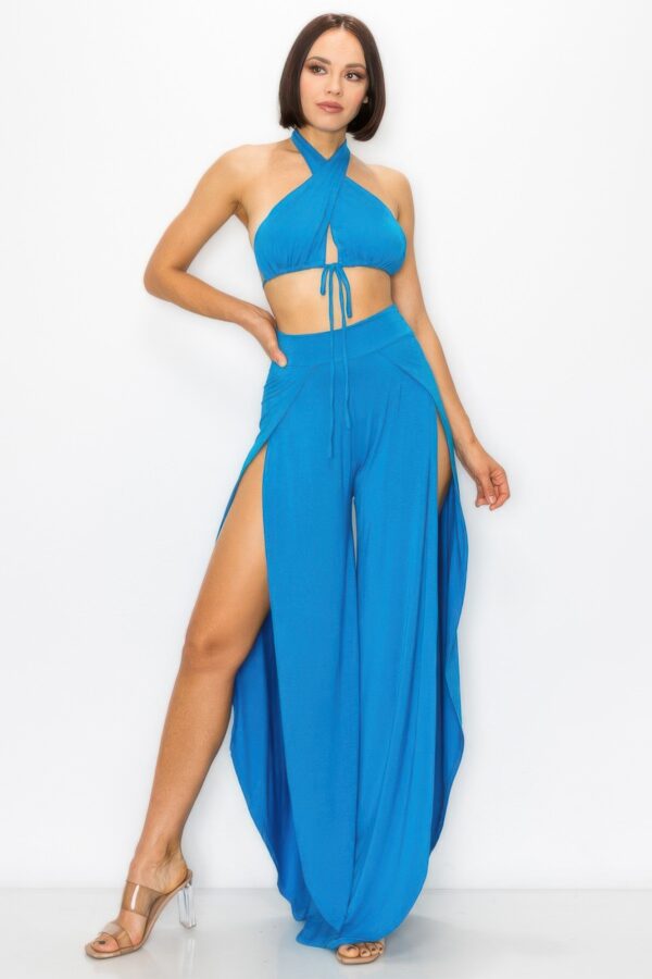 Modal Two-Piece Set – Bra Top & Side-Slit Pants