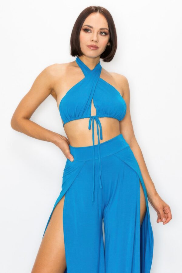Modal Two-Piece Set – Bra Top & Side-Slit Pants
