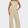 One-Shoulder Knotted Jumpsuit – Neutral