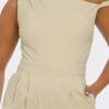 One-Shoulder Knotted Jumpsuit – Neutral