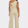 One-Shoulder Knotted Jumpsuit – Neutral