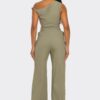 One-Shoulder Jumpsuit with Knotted Strap – Neutral