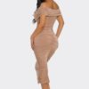 Elysian Drape Off-Shoulder Midi Dress