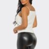 Ivory Button-Up Corset Top with Square Neck
