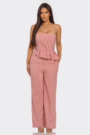 Sculpted Grace Strapless Two-Piece Set with Peplum