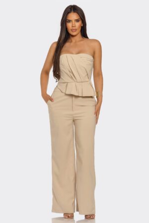 Sculpted Grace Strapless Two-Piece Set with Peplum