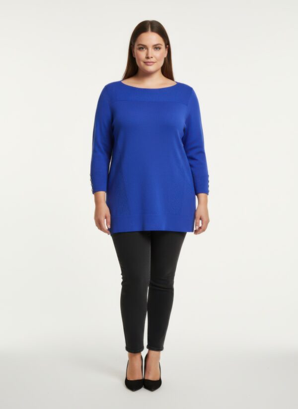 Ribbed Knit Tunic Top with Button Cuffs – Mocha