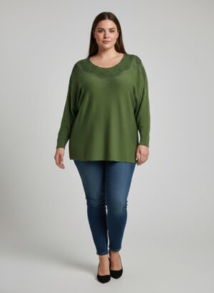Scarlet Dolman Tunic Top with Embellished Neckline