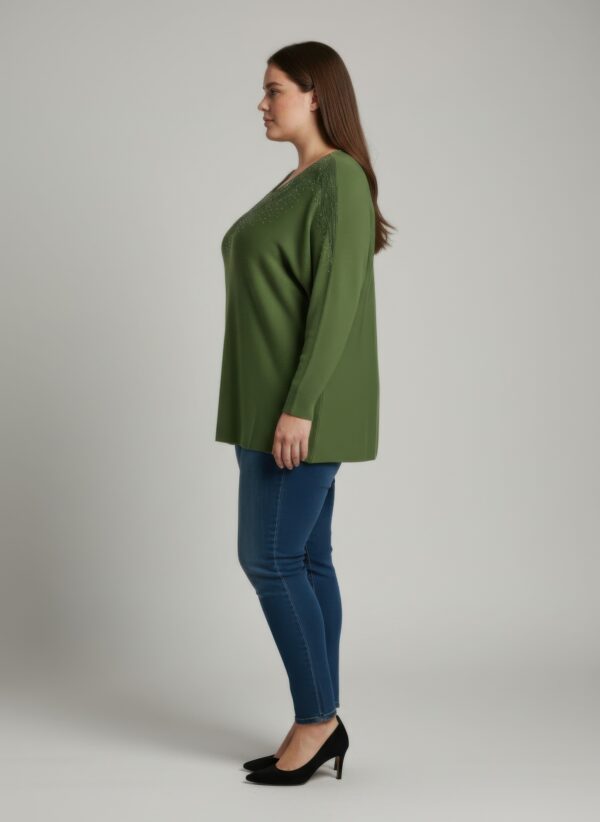 Scarlet Dolman Tunic Top with Embellished Neckline
