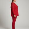 Plus Size Crimson Lace-Embellished Knit Tunic Top