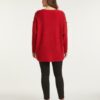 Plus Size Crimson Lace-Embellished Knit Tunic Top
