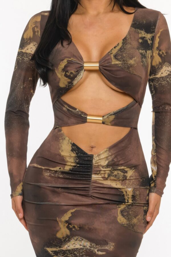 Eclipse Mirage Marble-Print Cutout Dress