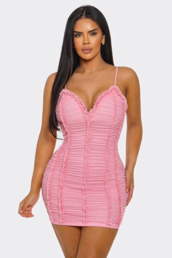 Ruched Candy Crush Mini Dress in Sweet Pink
