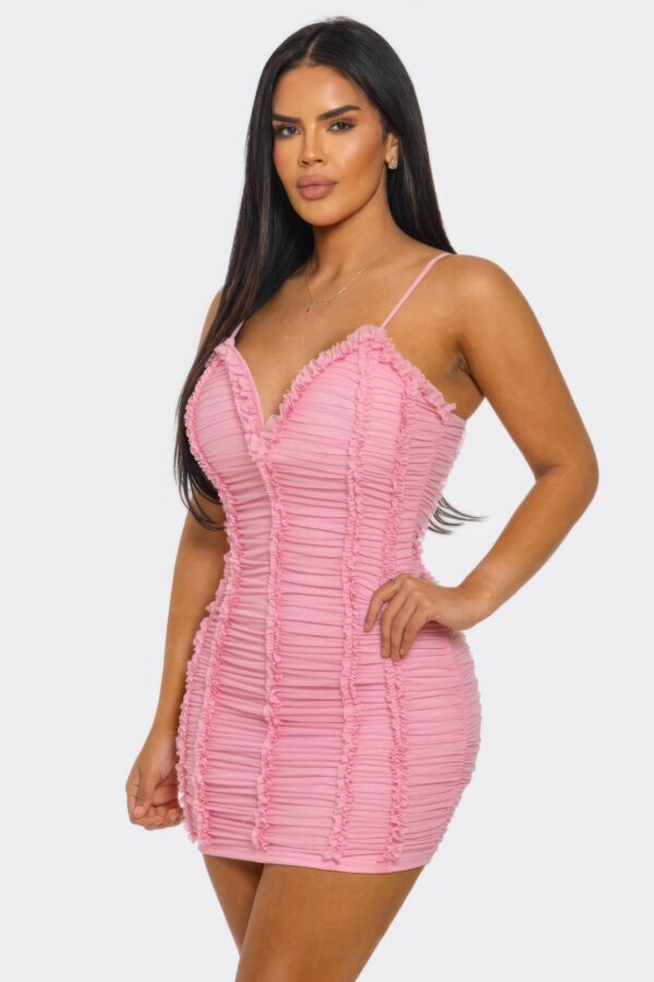 Ruched Candy Crush Mini Dress in Sweet Pink