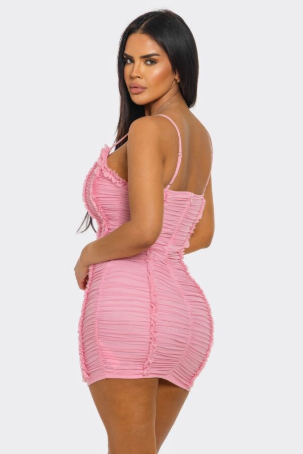 Ruched Candy Crush Mini Dress in Sweet Pink