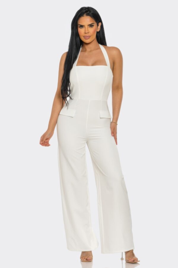 Halter Neck Jumpsuit with Back Zipper – Form-Fitting