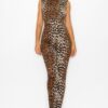Animal Print Open-Side Skinny Jumpsuit