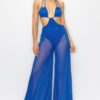 Bikini Top Jumpsuit with Sheer Mesh Wide-Leg Pants