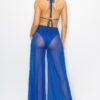 Bikini Top Jumpsuit with Sheer Mesh Wide-Leg Pants