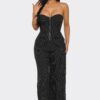 Power Structure Two-Piece Set with Pinstripe Trousers