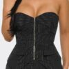 Power Structure Two-Piece Set with Pinstripe Trousers