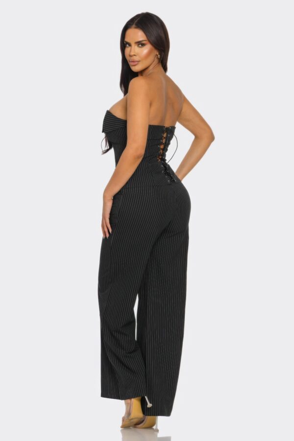 Power Structure Two-Piece Set with Pinstripe Trousers