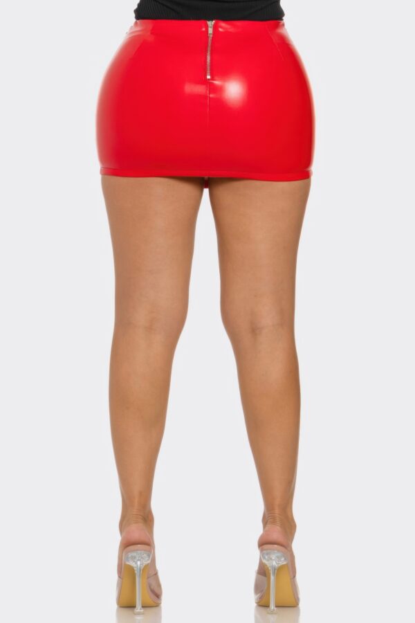 Faux Leather Mini Skirt with Buckle Detail – Made in USA