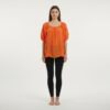 Solid Short Sleeve Blouse with Crochet Detail