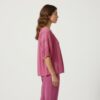 Crochet-Sleeve Scoop-Neck Short Sleeve Blouse