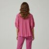 Crochet-Sleeve Scoop-Neck Short Sleeve Blouse