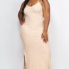 Plus Size Ribbed Cami Maxi Dress with Side Slits